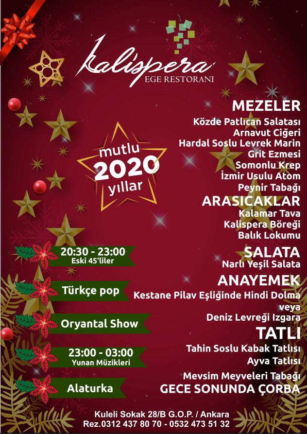 Kalispera Ankara Yılbaşı Menü ve Programı